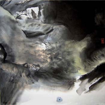 48 Lune dans l'eau 2002  Encre sur papier 70 x 70cm